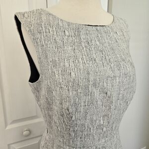 Kate Spade Black & White Twill Strapless Linen Cotton Textured Sheath Dress